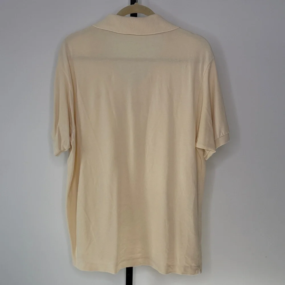 Lacoste Cream Polo Shirt Classic Crocodile Logo Size 6 (L)
